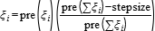 xi_i=pre(xi_i)*((pre(sum(xi_i))-stepsize)/pre(sum(xi_i)))